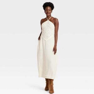 Women's Embroidered Skater Dress - A New
Day™ Cream